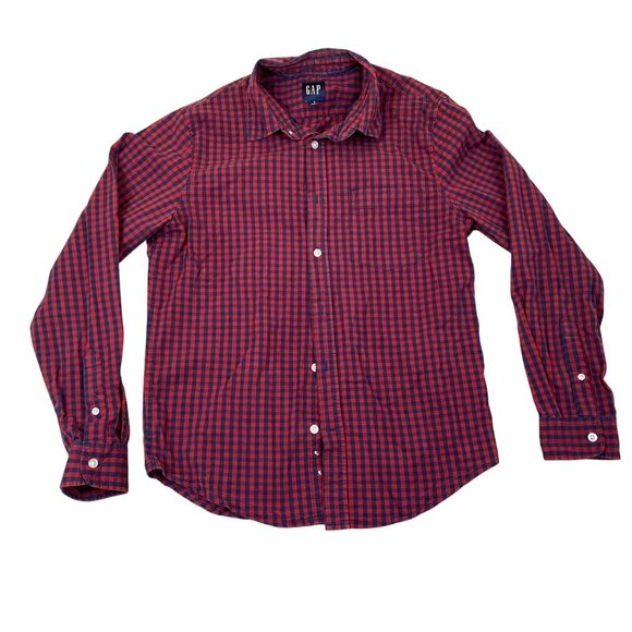 GAP Mens Shirt Small Lot of Two Plaid Long Sleeve Button-Up Casual Blue Red - Picture 2 of 10
